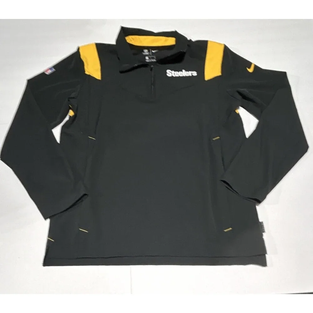 Nike NFL Pittsburgh Steelers 1/4 Zip Pullover Jacket Black/Gold Size S
